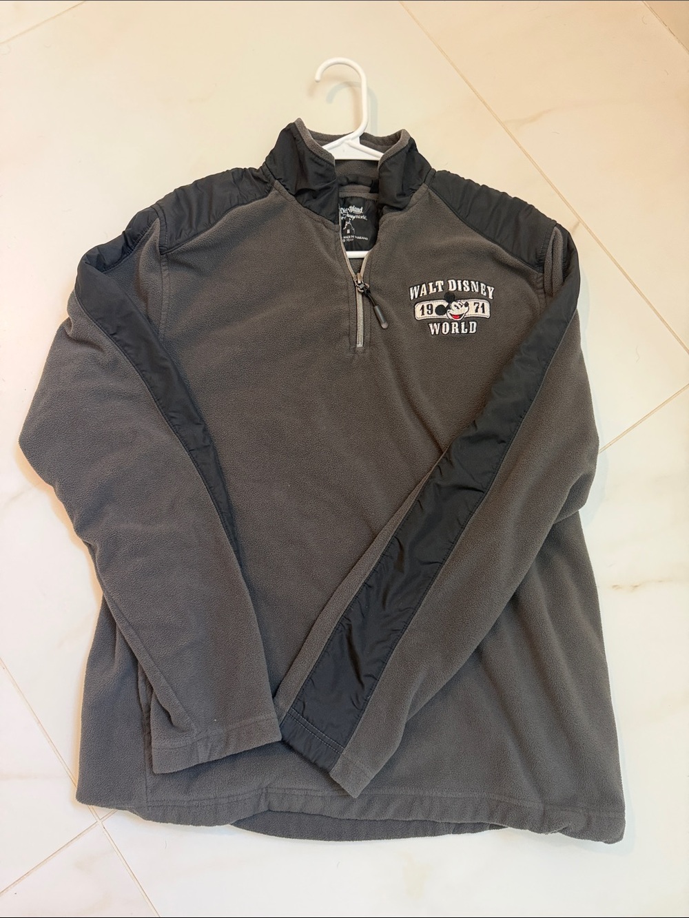 Disney Men's Dark Gray Quarter-Zip Fleece with Walt Disney World Patch